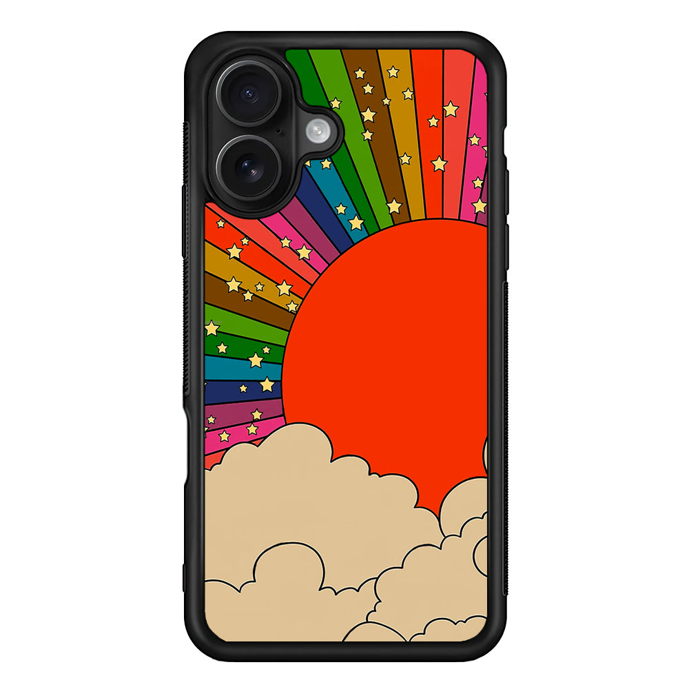 Rainbow 70s Sunset iPhone 16 Case - Oxvistore