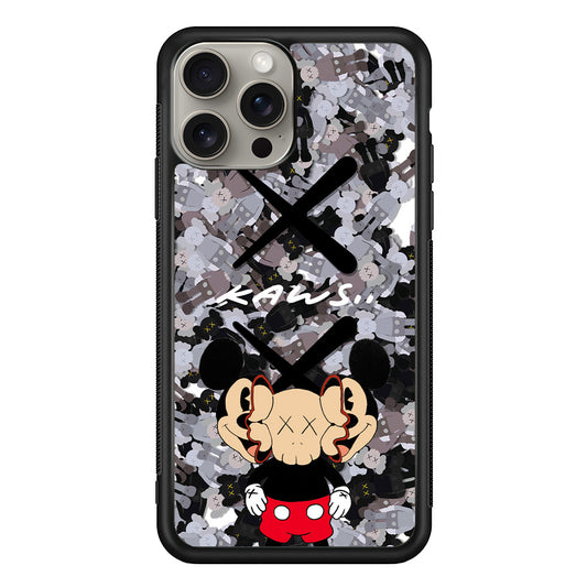 Kaws and Mickey Mask iPhone 15 Pro Case | Slim Rubber Case for iPhone 15 Pro