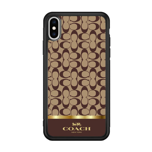 Coach Brown Gold Line iPhone Xs Max Case | Slim Rubber Case for iPhone Xs Max