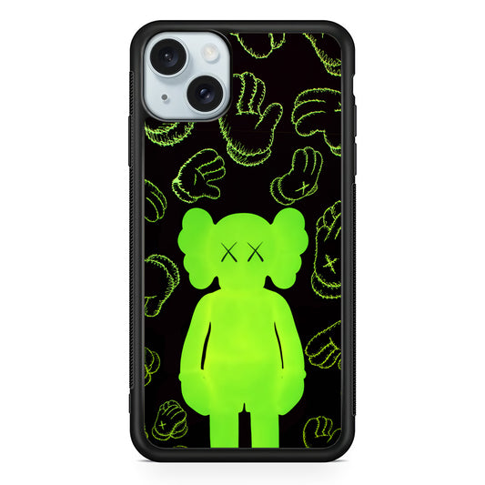 Kaws Doll Glowing Green iPhone 14 Case | Slim Rubber Case for iPhone 14