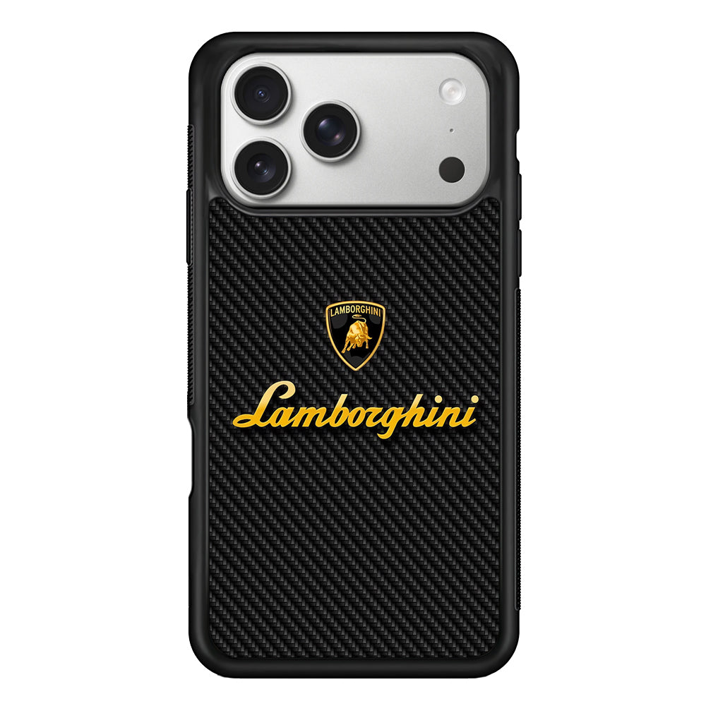 Lamborghini Black Carbon Logo iPhone 17 Pro Case | Slim Rubber Case for iPhone 17 Pro