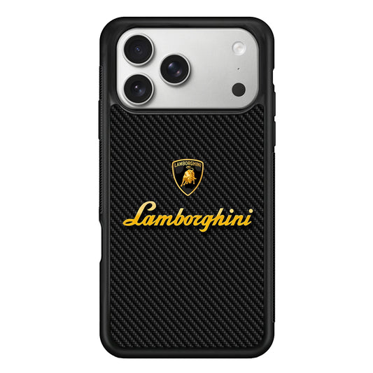 Lamborghini Black Carbon Logo iPhone 17 Pro Case | Slim Rubber Case for iPhone 17 Pro