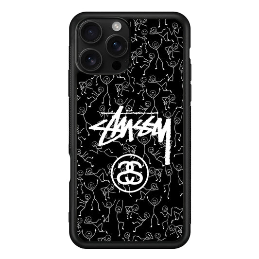 Stussy People Dancing iPhone 16 Pro Case | Slim Rubber Case for iPhone 16 Pro