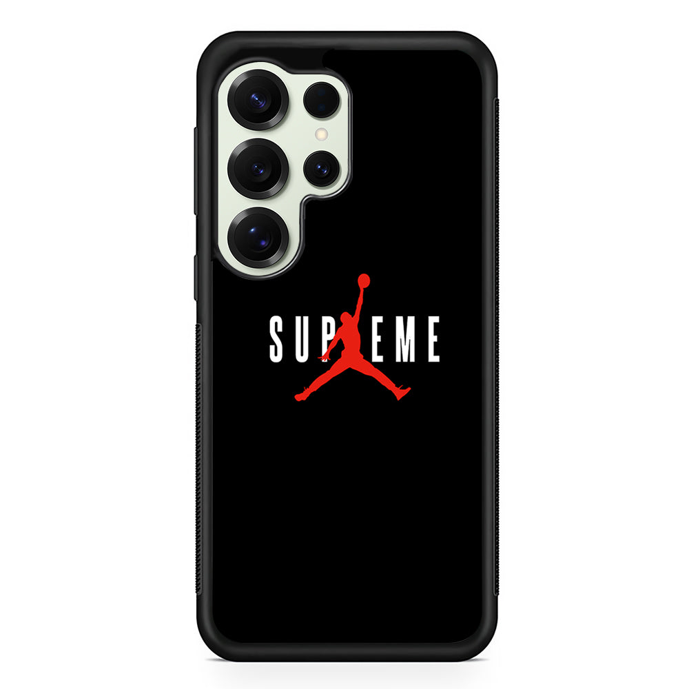 Jordan X Supreme Black Background Samsung Galaxy S25 Ultra Case | Slim Rubber Case for Samsung Galaxy S25 Ultra