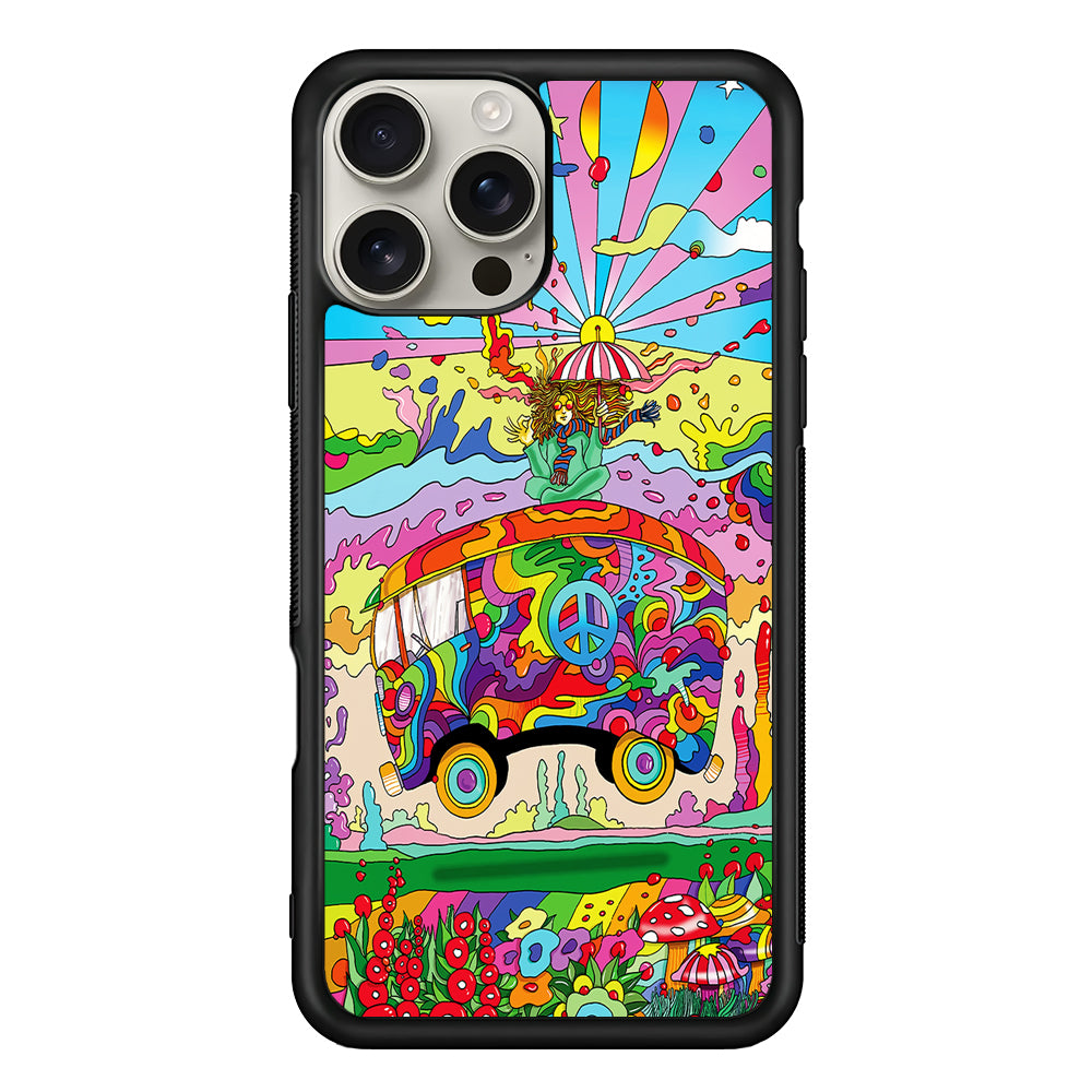 Hippie Trippy Van Rainbow iPhone 16 Pro Max Case | Stylish Protective Case for iPhone 16 Pro Max