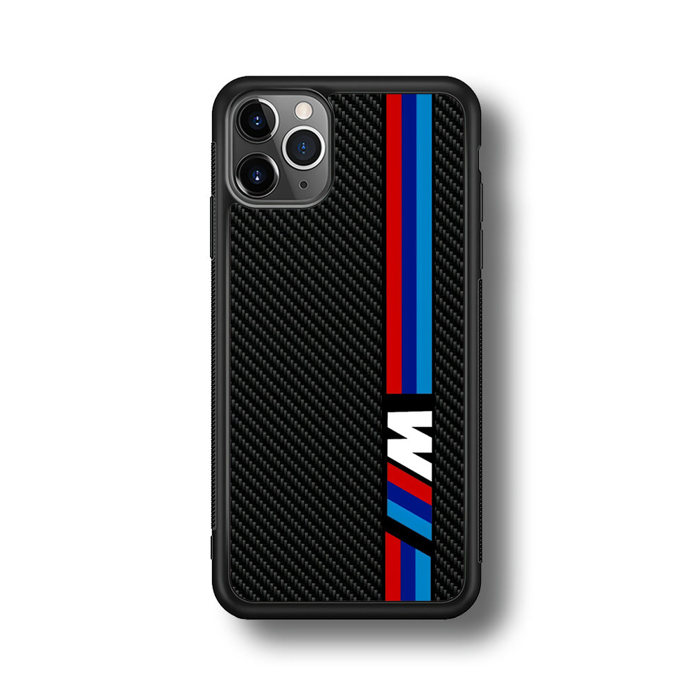 BMW M Carbon Tricolor Stripes iPhone 11 Pro Case | Slim Rubber Case for iPhone 11 Pro