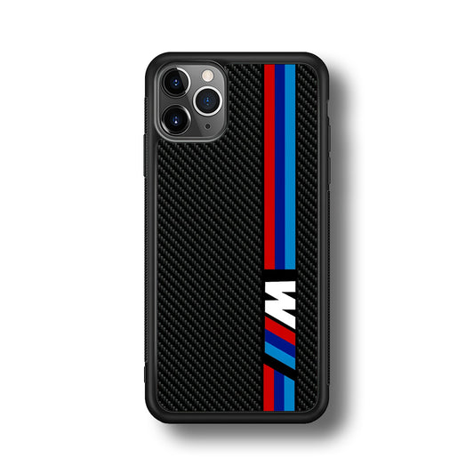 BMW M Carbon Tricolor Stripes iPhone 11 Pro Max Case | Slim Rubber Case for iPhone 11 Pro Max