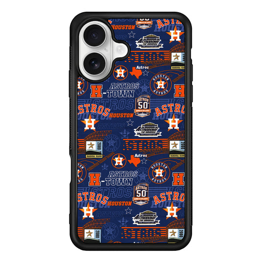 Houston Astros Retro iPhone 16 Plus Case | Durable Protective Rubber Cover
