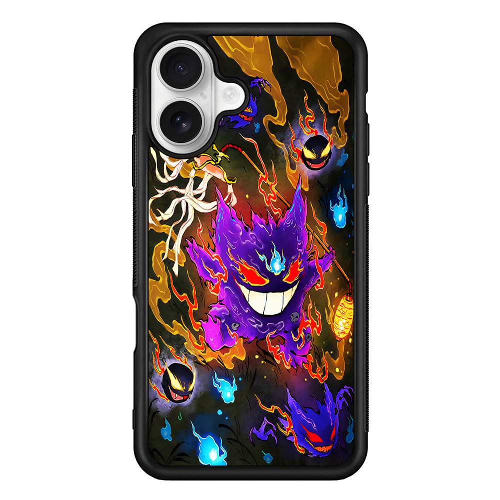 Pokemon Gengar Evolution iPhone 16 Plus Case | Durable Protective Rubber Cover