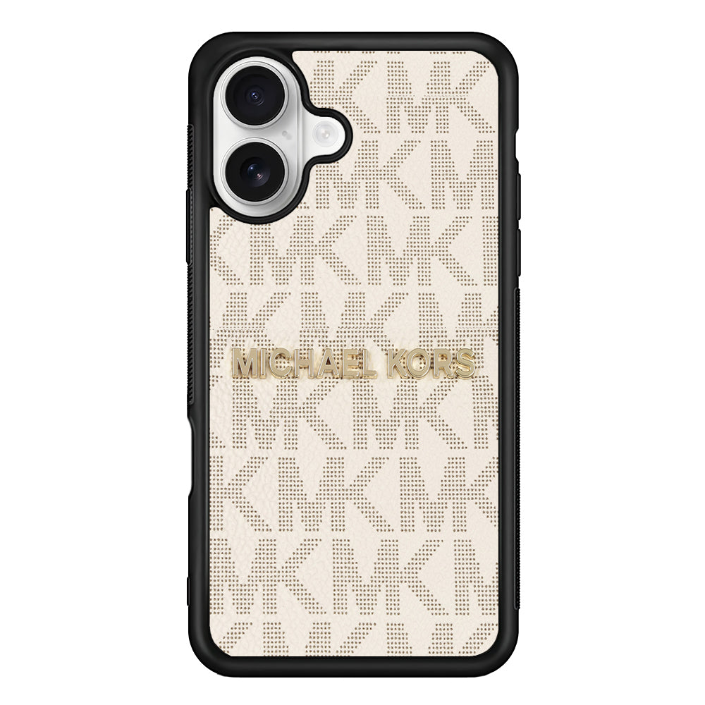 Michael Kors White Pattern iPhone 16 Plus Case | Slim Rubber Case for iPhone 16 Plus