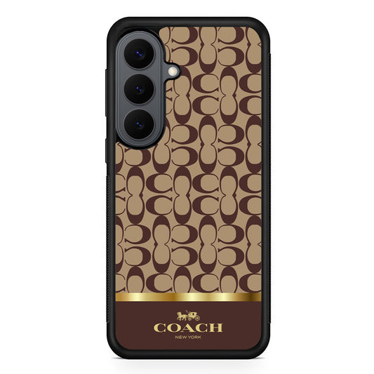 Coach Brown Gold Line Samsung Galaxy S26 Plus Case | Slim Rubber Case for Samsung Galaxy S26 Plus
