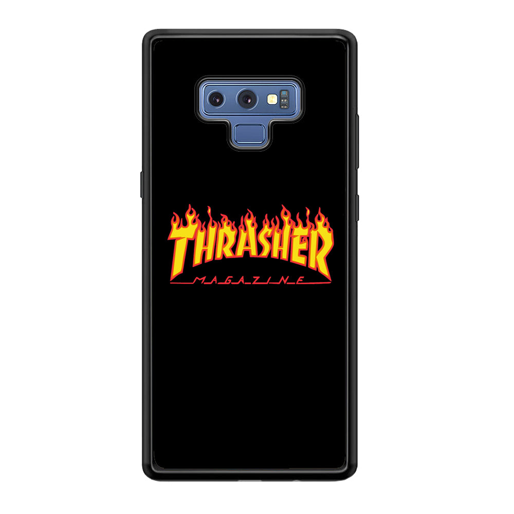 Thrasher Magazine Black Simple Fire Samsung Galaxy Note 9 Case | Slim Rubber Case for Samsung Galaxy Note 9