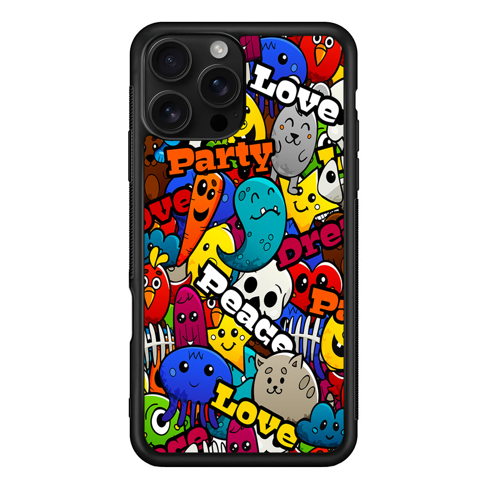 Graffiti Cartoon Abstract Doodle iPhone 16 Pro Case | Durable Protective Case for iPhone 16 Pro