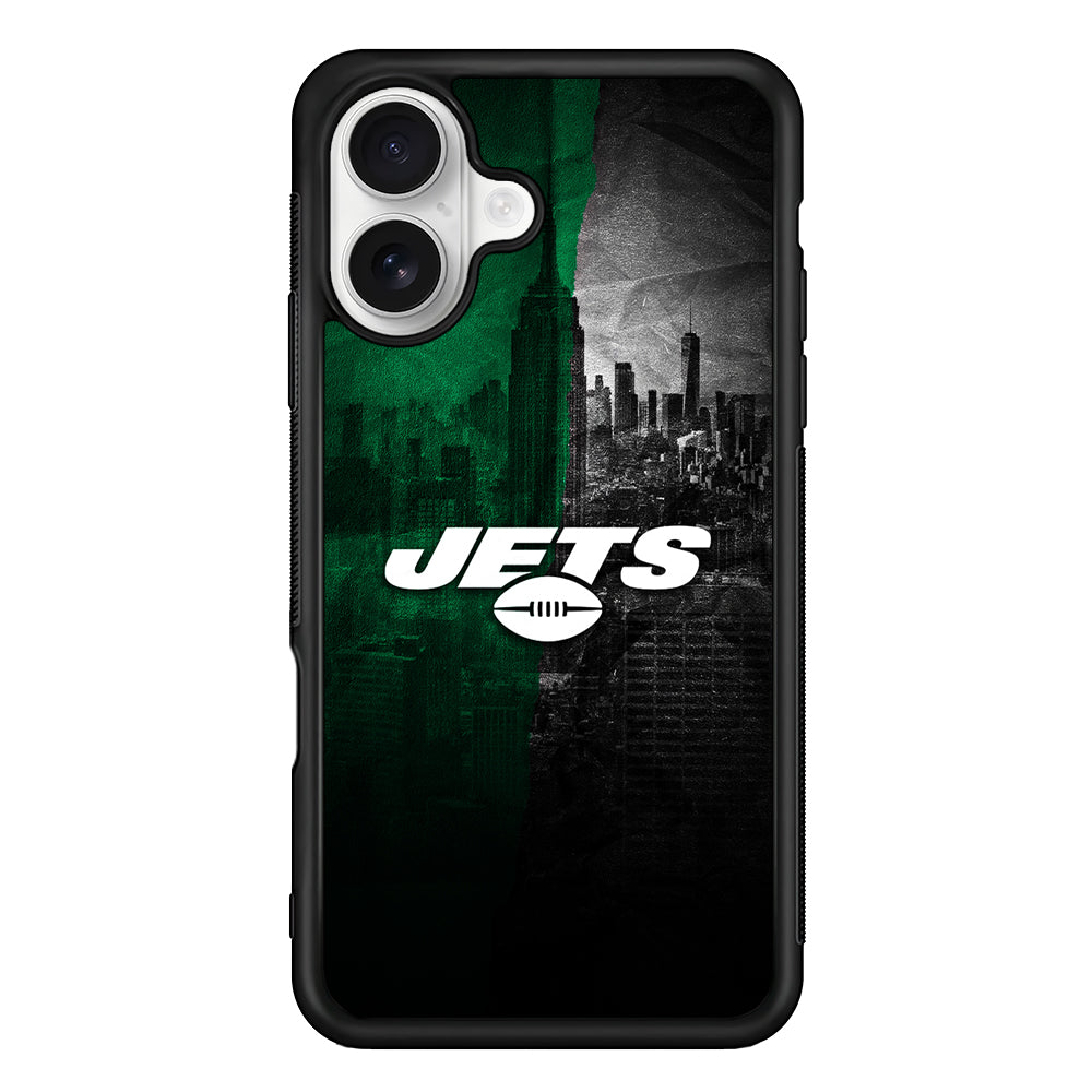 New York Jets City Background iPhone 16 Plus Case | Durable Protective Rubber Cover