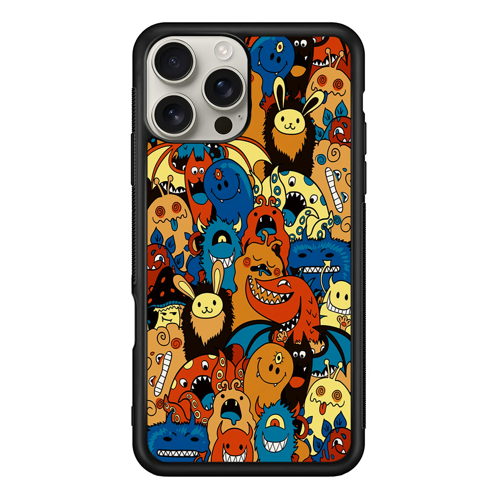 Cute Monsters Doodle Cartoon iPhone 16 Pro Max Case | Stylish Protective Case for iPhone 16 Pro Max