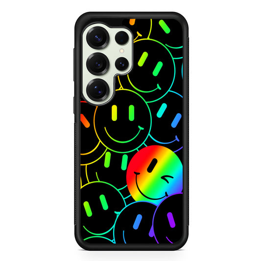 Dark Rainbow Smiley Face Samsung Galaxy S25 Ultra Case | Durable Rubber Case for Samsung Galaxy S25 Ultra