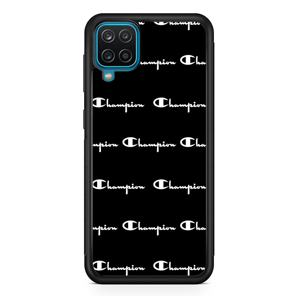 Champion Bland And White Samsung Galaxy A12 Case | Slim Rubber Case for Samsung Galaxy A12