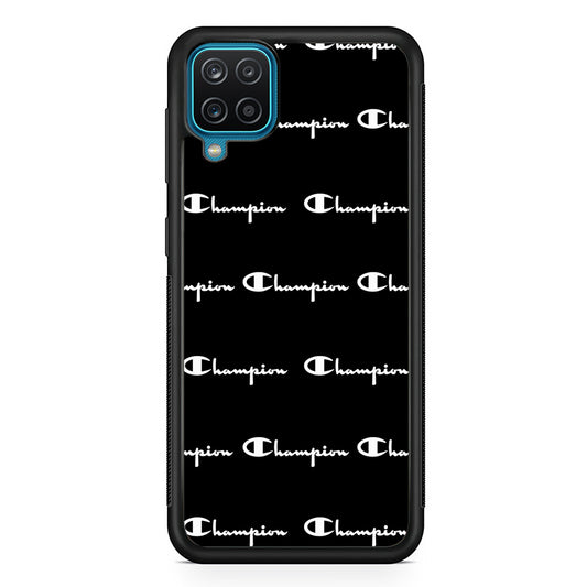 Champion Bland And White Samsung Galaxy A12 Case | Slim Rubber Case for Samsung Galaxy A12