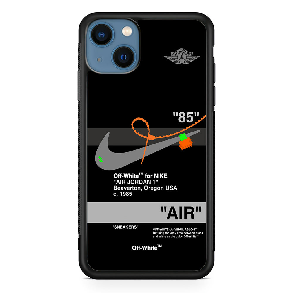 Off White x Nike Air Jordan Black iPhone 15 Case | Slim Rubber Case for iPhone 15