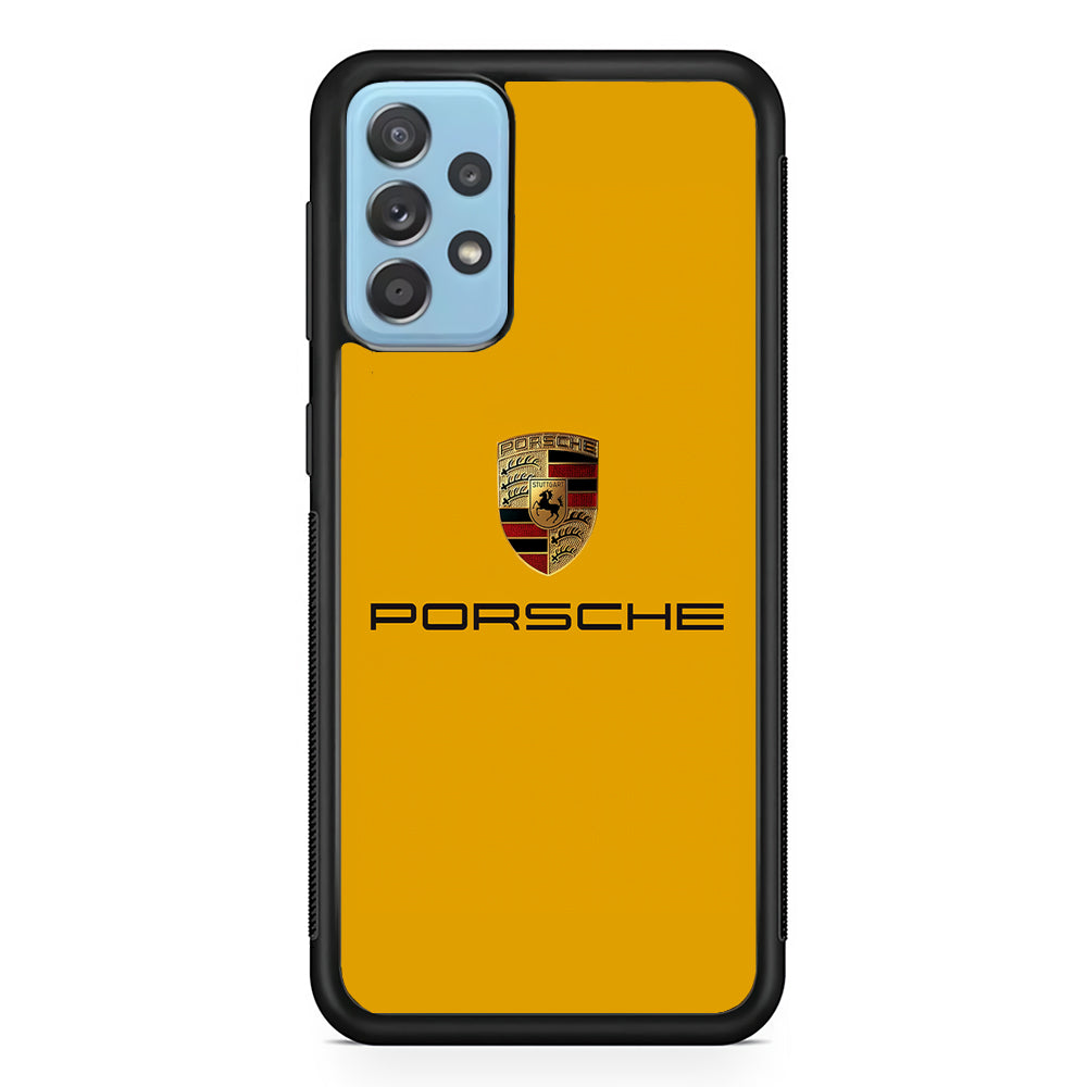 Porsche Car Logo Yellow Samsung Galaxy A72 Case | Slim Rubber Case for Samsung Galaxy A72