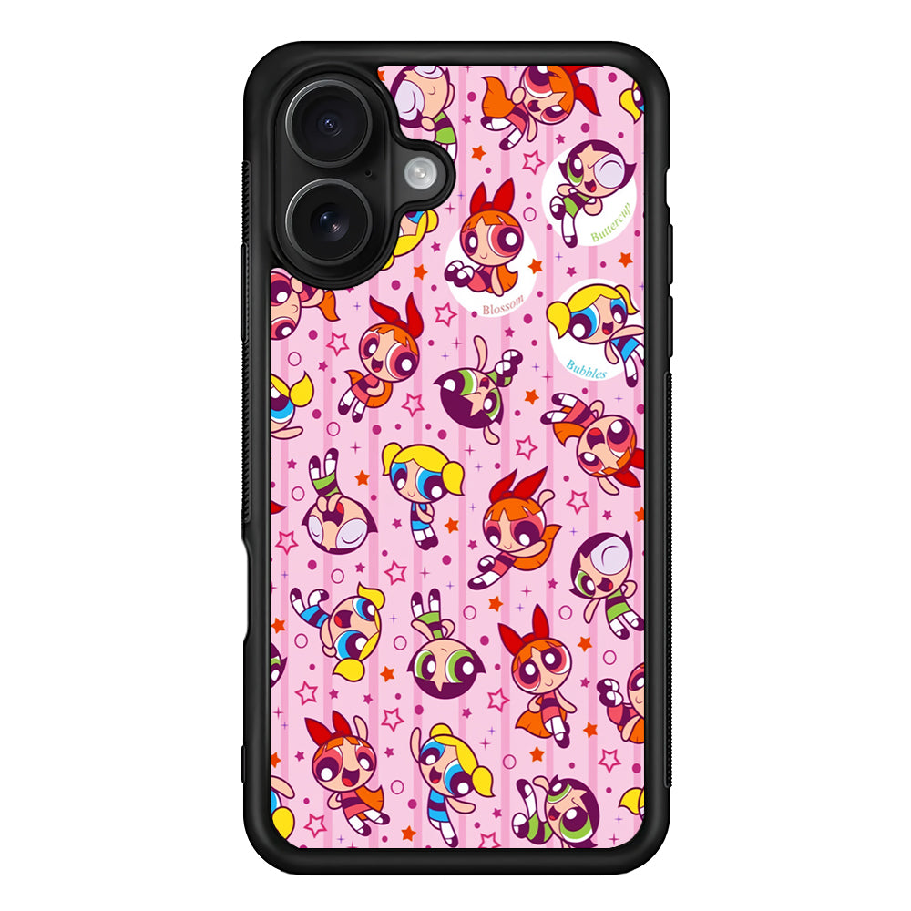 The Powerpuff Girls Cute Pattern iPhone 16 Case - Oxvistore