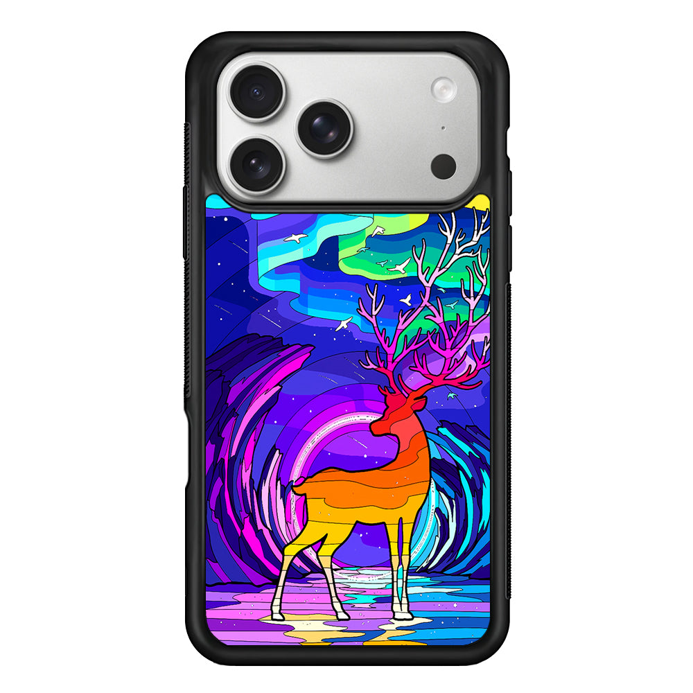 A Deer Colorful Silhouette iPhone 17 Pro Case | Slim Rubber Case for iPhone 17 Pro