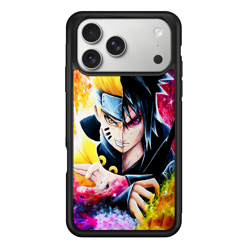 Naruto VS Sasuke Painting Art iPhone 17 Pro Case | Slim Rubber Case for iPhone 17 Pro