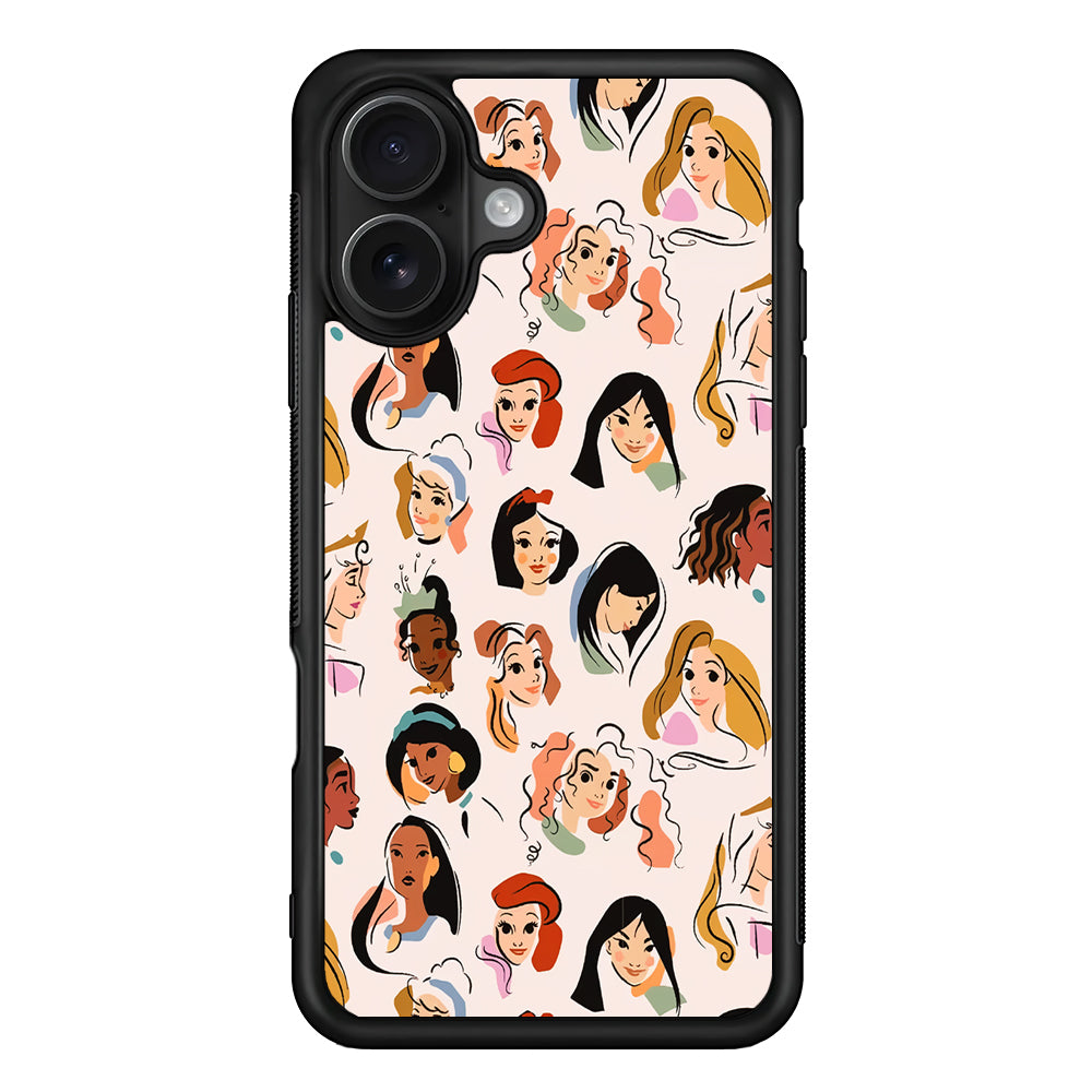 Princess Face Sketch Collection iPhone 16 Case - Oxvistore