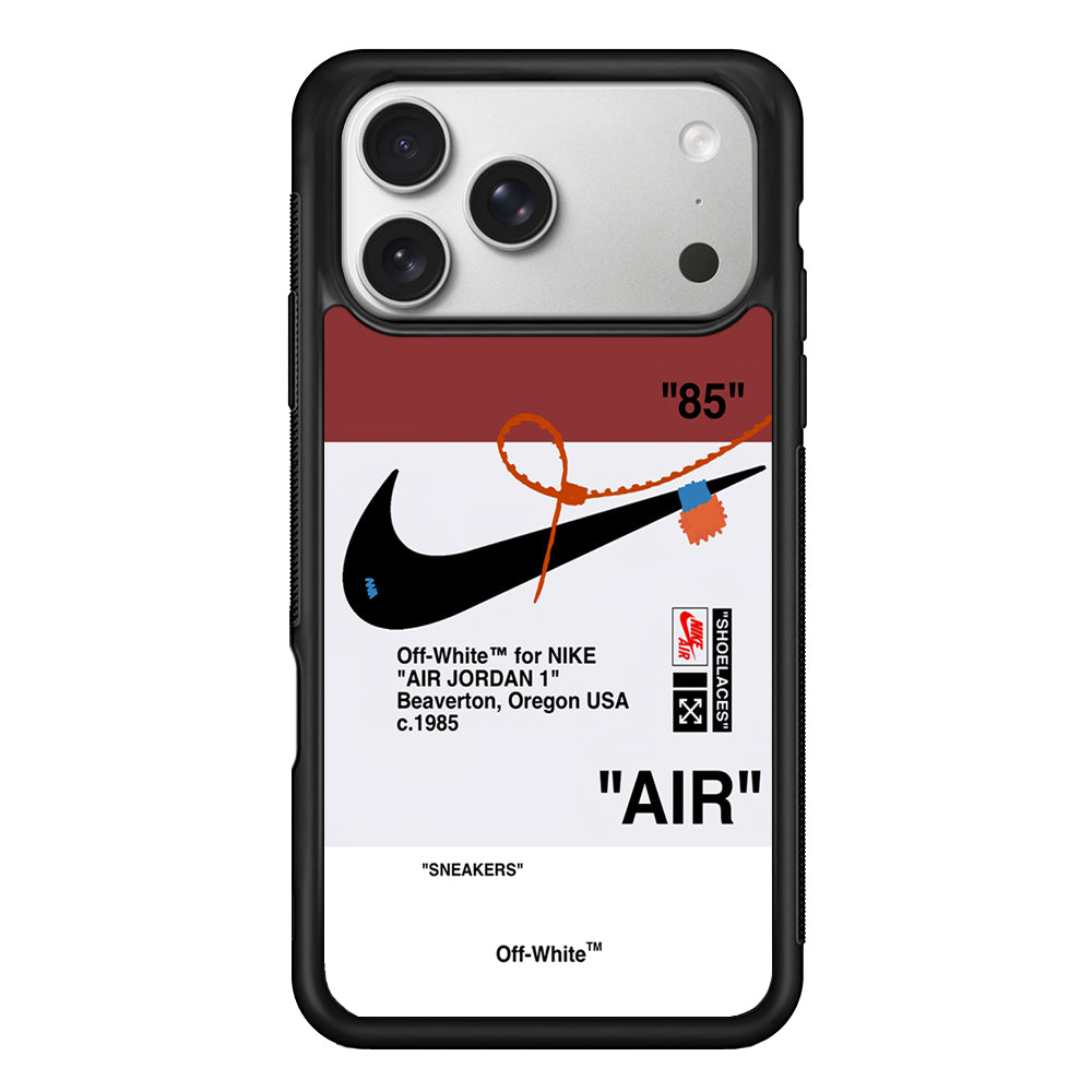Off White x Nike Air Jordan Red iPhone 17 Pro Case | Slim Rubber Case for iPhone 17 Pro