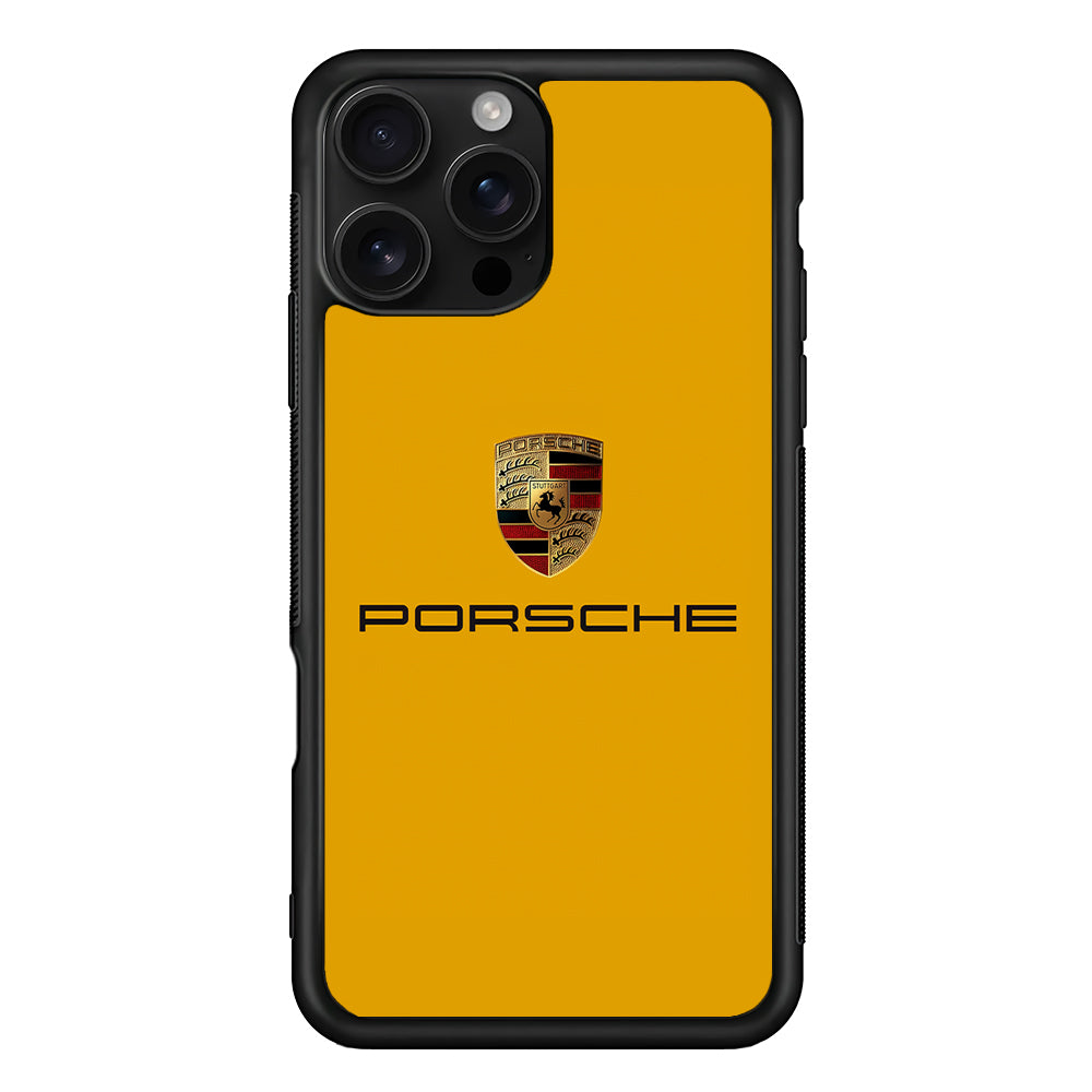 Porsche Car Logo Yellow iPhone 16 Pro Case | Slim Rubber Case for iPhone 16 Pro