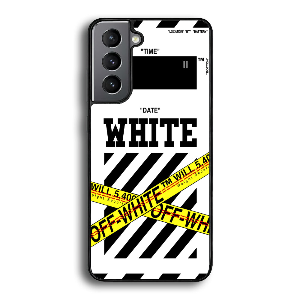 Off White Warning Line Samsung Galaxy S24 Plus Case | Slim Rubber Case for Samsung Galaxy S24 Plus