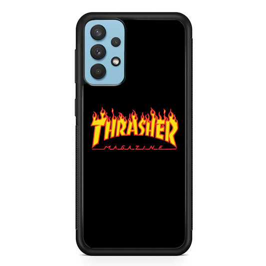 Thrasher Magazine Black Simple Fire Samsung Galaxy A32 Case | Slim Rubber Case for Samsung Galaxy A32
