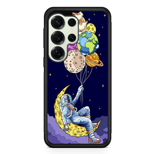 Astronaut Relaxing Holding Planet Samsung Galaxy S25 Ultra Case | Durable Rubber Case for Samsung Galaxy S25 Ultra
