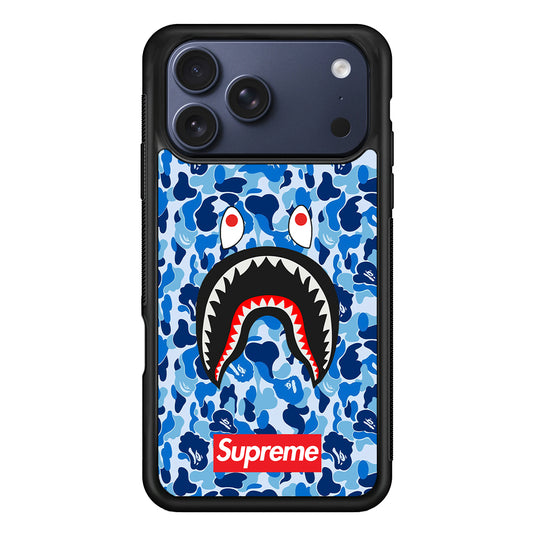 Bape Supreme Blue Camo iPhone 17 Pro Max Case | Slim Rubber Case for iPhone 17 Pro Max