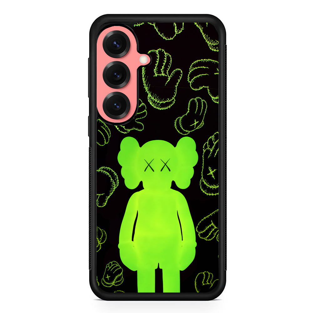 Kaws Doll Glowing Green Samsung Galaxy S25 Case | Slim Rubber Case for Samsung Galaxy S25