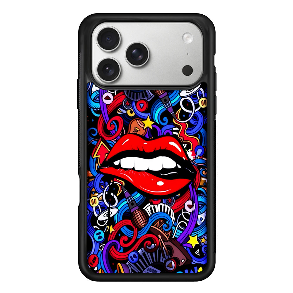 Lips Love Music Graffiti iPhone 17 Pro Case | Slim Rubber Case for iPhone 17 Pro