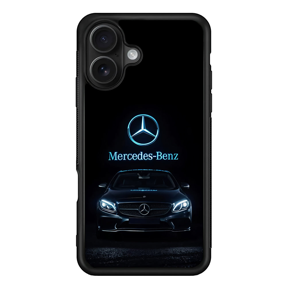 Mercedes-Benz Blue Dark Aesthetic iPhone 16 Case | Slim Rubber Case for iPhone 16