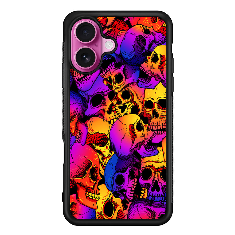 Skulls Pattern Gradient iPhone 17 Case | Slim Protective Rubber Phone Cover