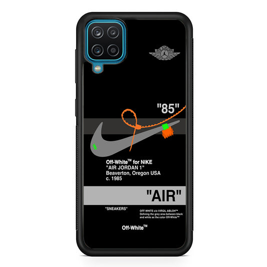 Off White x Nike Air Jordan Black Samsung Galaxy A12 Case | Slim Rubber Case for Samsung Galaxy A12