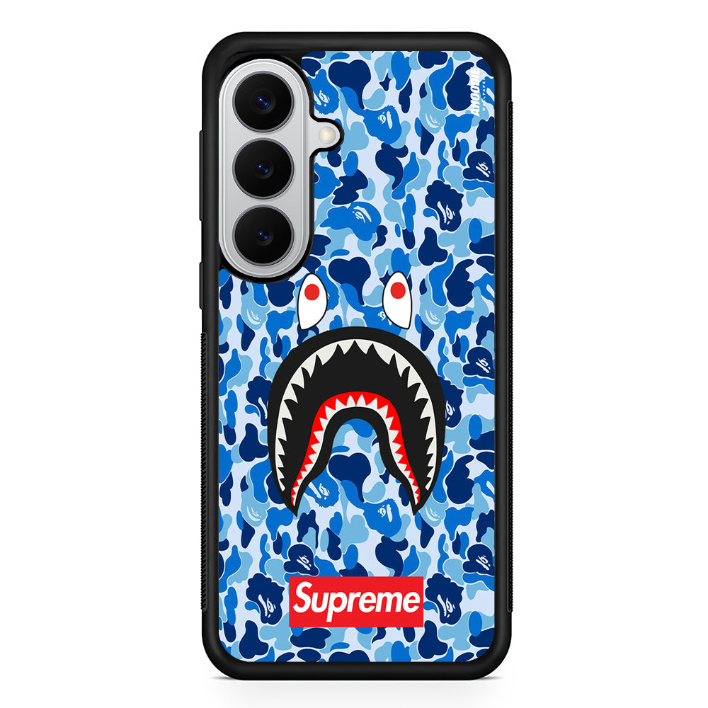 Bape Supreme Blue Camo Samsung Galaxy S26 Case | Slim Rubber Case for Samsung Galaxy S26