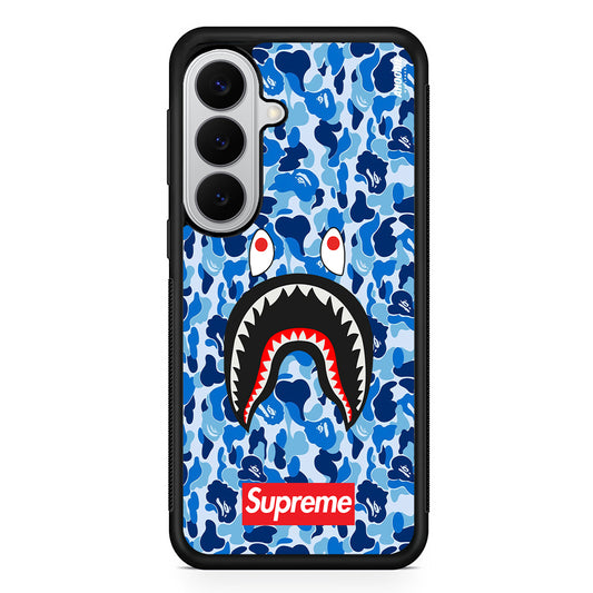 Bape Supreme Blue Camo Samsung Galaxy S26 Case | Slim Rubber Case for Samsung Galaxy S26