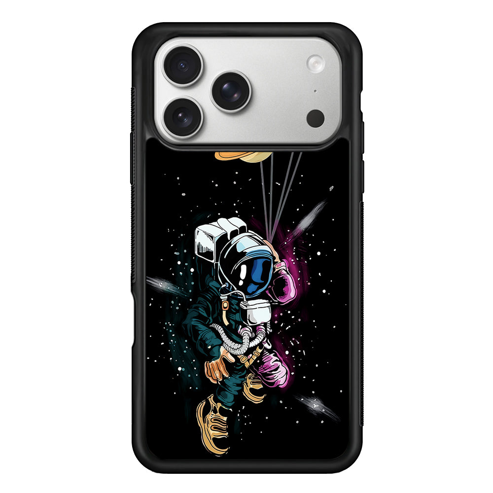 Astronaut UFO Balloon Outer Space iPhone 17 Pro Case | Slim Rubber Case for iPhone 17 Pro
