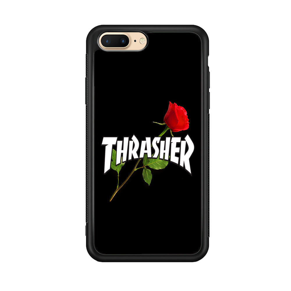 Thrasher Black Rose Flower iPhone 8 Plus Case | Slim Rubber Case for iPhone 8 Plus