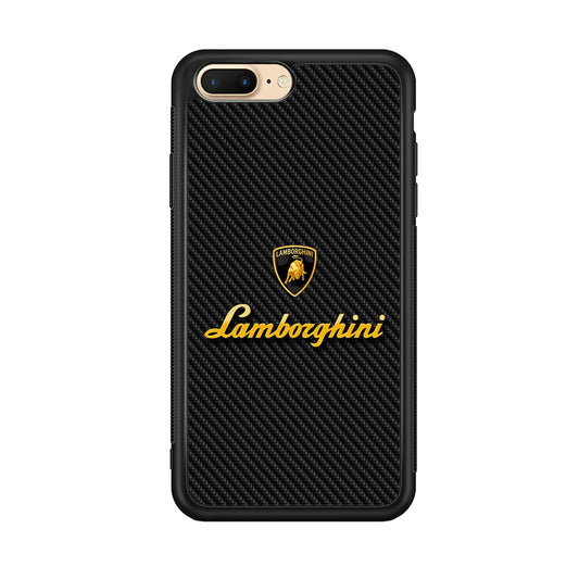 Lamborghini Black Carbon Logo iPhone 8 Plus Case | Slim Rubber Case for iPhone 8 Plus
