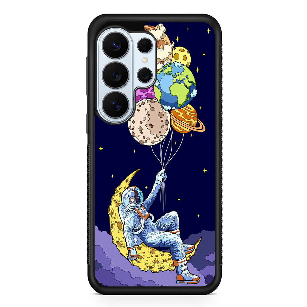 Astronaut Relaxing Holding Planet Samsung Galaxy S26 Ultra Case | Protective Phone Cover
