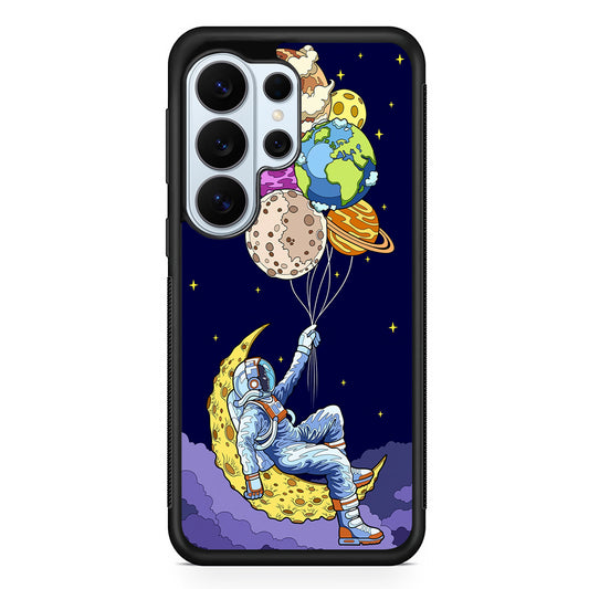 Astronaut Relaxing Holding Planet Samsung Galaxy S26 Ultra Case | Protective Phone Cover