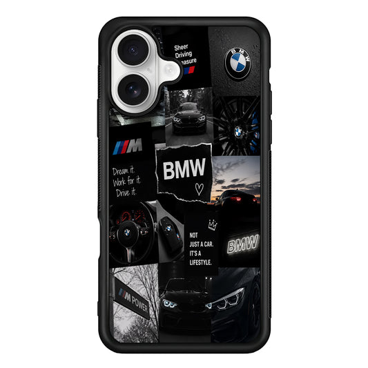 BMW M4 Cinematic Collage iPhone 16 Plus Case | Slim Rubber Case for iPhone 16 Plus