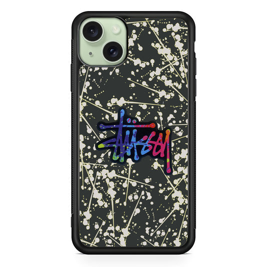 Stussy Splash Grey iPhone 14 Plus Case | Slim Rubber Case for iPhone 14 Plus
