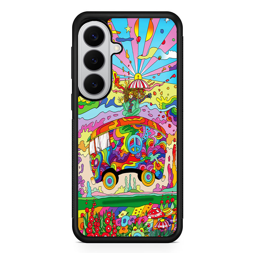 Hippie Trippy Van Rainbow Samsung Galaxy S26 Case | Protective Rubber Cover