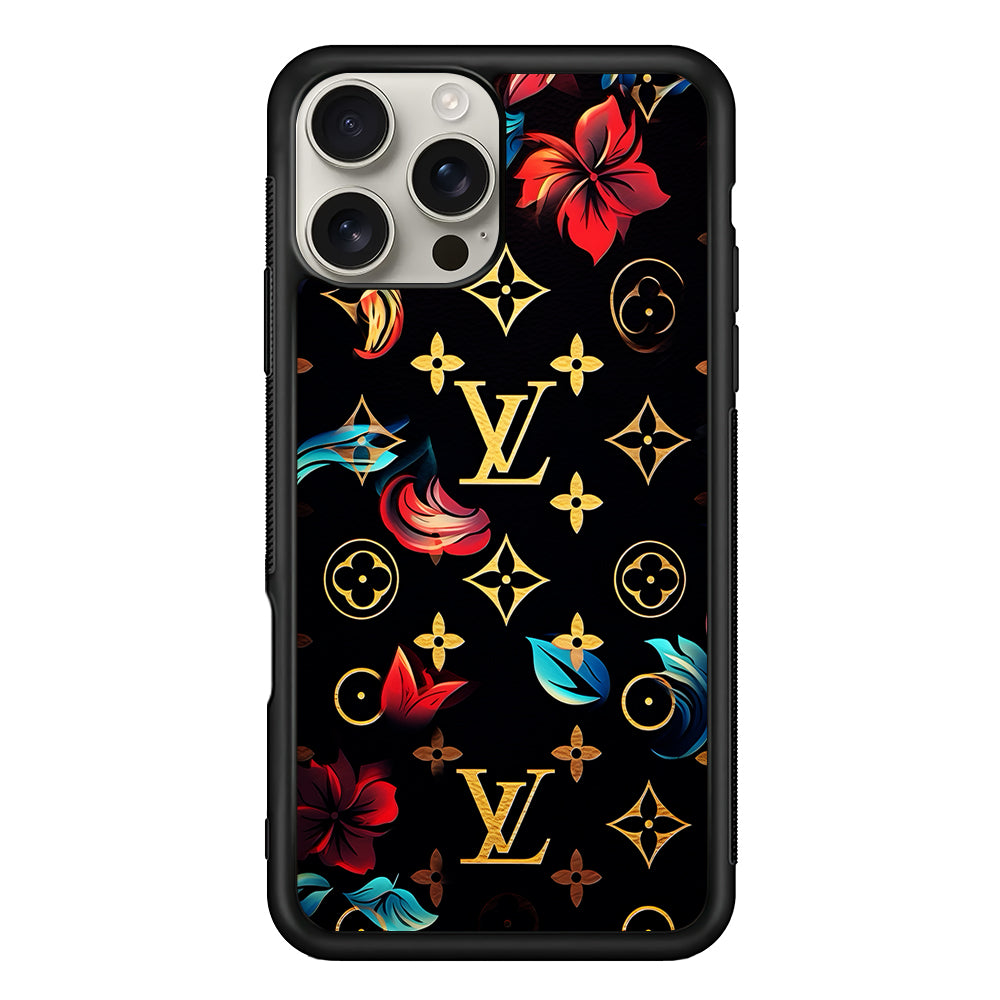 Louis Vuitton Flowers Design iPhone 16 Pro Max Case | Slim Rubber Case for iPhone 16 Pro Max